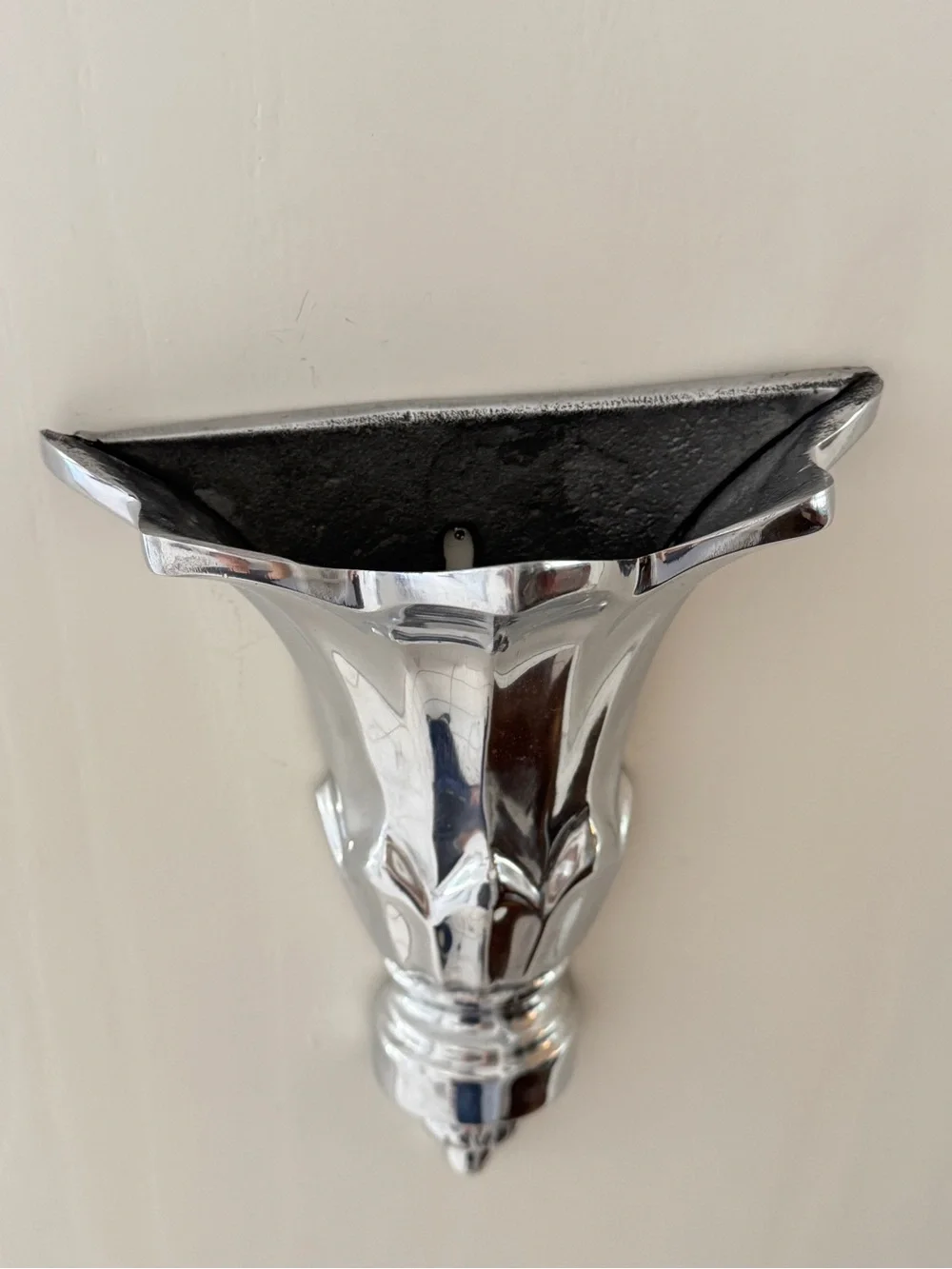 Rare Vintage MCM Art Deco Silver Metal Wall Vases from India